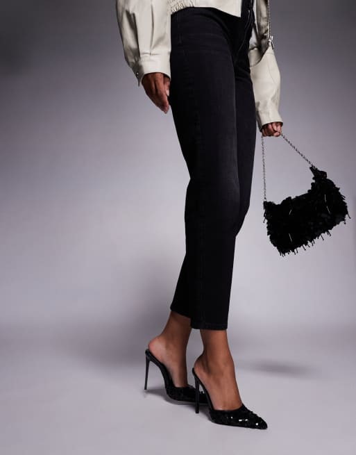 Simmi London - Agathia - Sabot neri con tacco e paillettes, 3 di 4