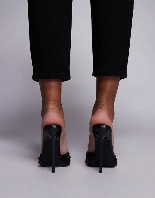 Simmi London - Agathia - Sabot neri con tacco e paillettes, 4 di 4