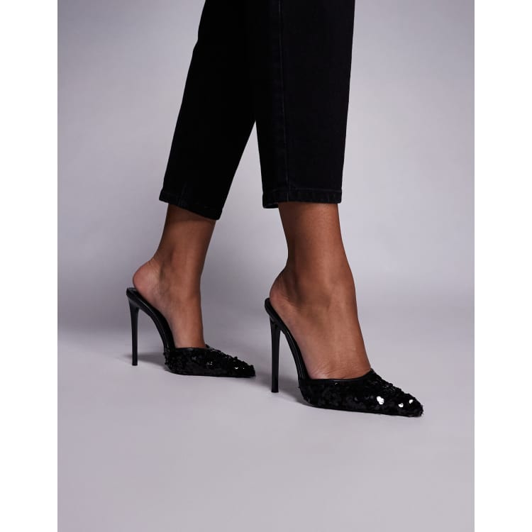 SIMMI London Agathia sequin heeled mules in black ASOS