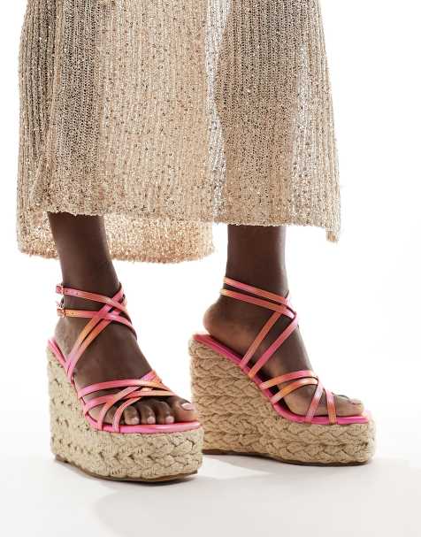 Simmi London Akela strappy espadrille in orange ombre - view 1