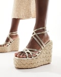 [SIMMI Shoes] Simmi London Akela strappy espadrilles in gold metallic 40 Gold Metallic