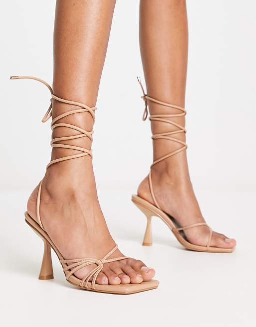 Beige lace 2024 up sandals