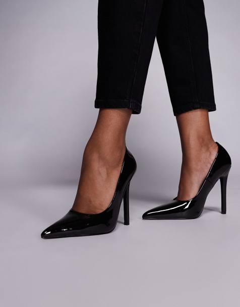 Simmi London Alez heeled pumps in chocolate patent - view 1