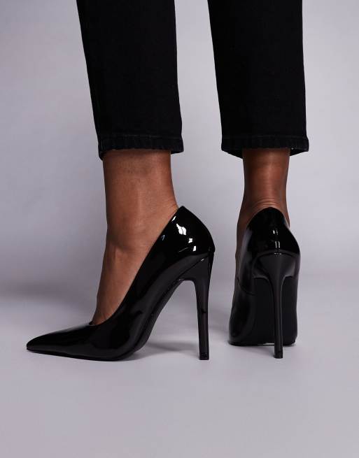 Simmi London Alez heeled pumps in chocolate patent