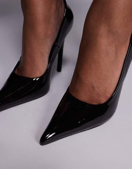 Simmi London Alez heeled pumps in chocolate patent