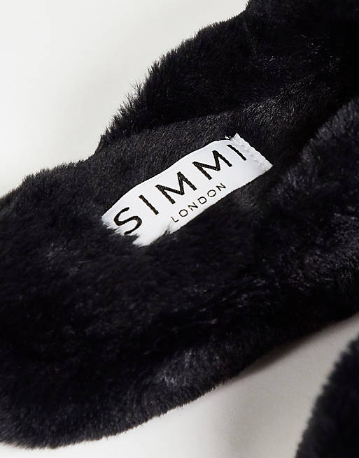 Loungewear Simmi London Alice fluffy slippers in black 