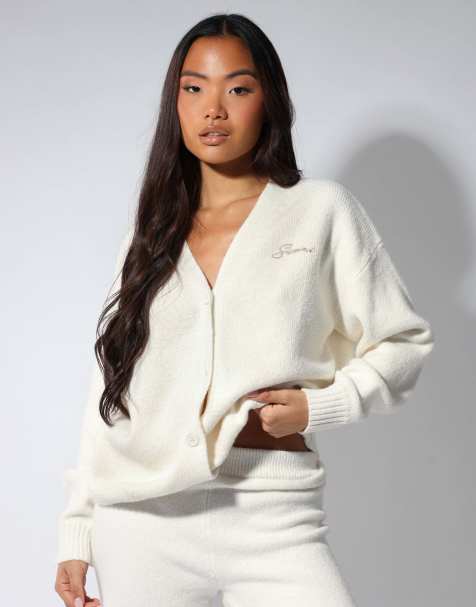 Simmi London Alma soft touch oversized  cardigan in cream - view 1