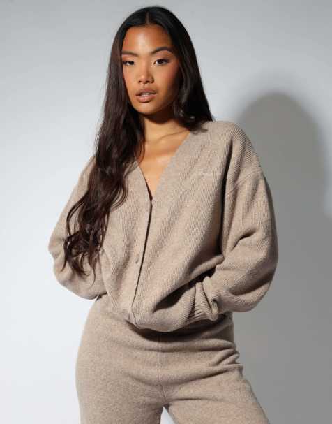 Simmi London Alma soft touch oversized  cardigan in oatmeal - view 1