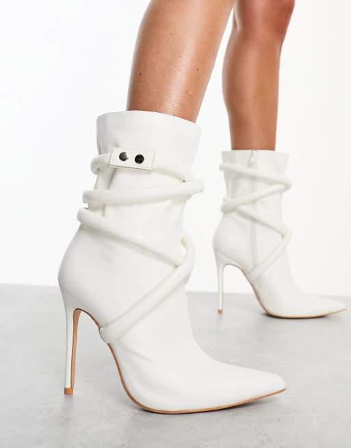 Simmi London Alps rope detail heeled ankle boots in stone ASOS