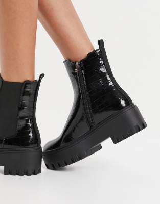 black ankle croc boots