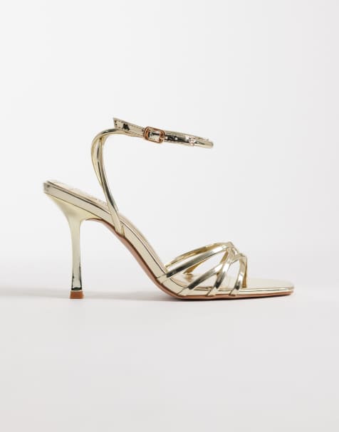 SIMMI London Amby strappy heeled sandals in gold mirror - view 1