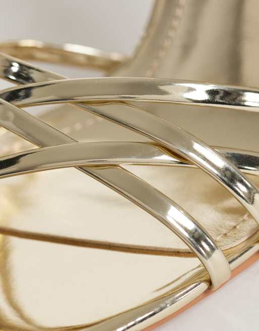 Simmi London Amby strappy heeled sandals in gold mirror, 4 of 4