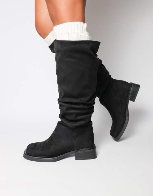 Simmi London Amrose ruched heeled boots in black suede