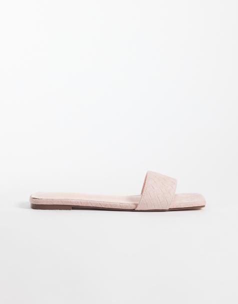 Simmi London Anika slip on flade sandaler i pink imiteret ruskind - view 1