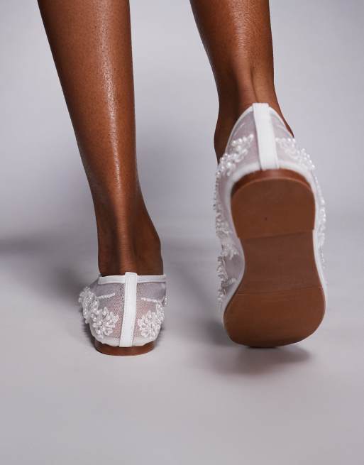 Simmi London - Anita - Ballerina's van mesh in wit, 3 van 4