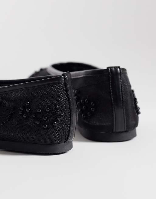 Simmi London Anita ballet flats in black mesh, 4 of 4
