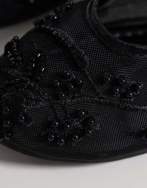 Simmi London – Anita – Svarta ballerinaskor i mesh, 3 av 4