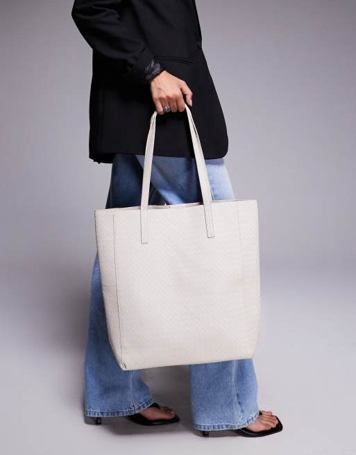 Simmi London Annie large woven tote bag in stone