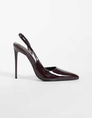 Simmi Shoes Simmi London Arabella Patent Slingback Heeled Pumps In Brown