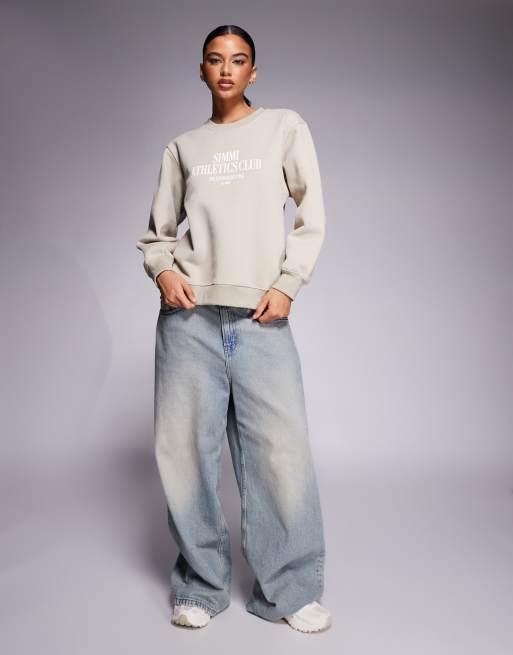 Simmi London Ashby athletics sweatshirt in cashew, 3 of 4