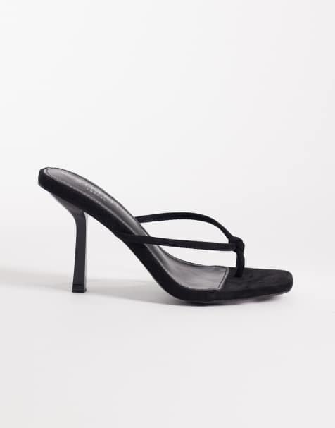 Simmi London – Asra – Mules-Sandaletten aus Wildlederimitat in Schwarz mit Absatz - view 1