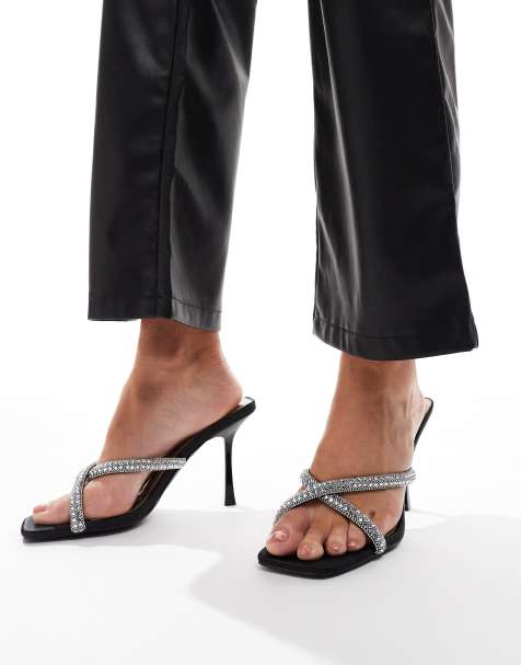 Simmi London Aubriella embelished cross strap mule in black - view 1