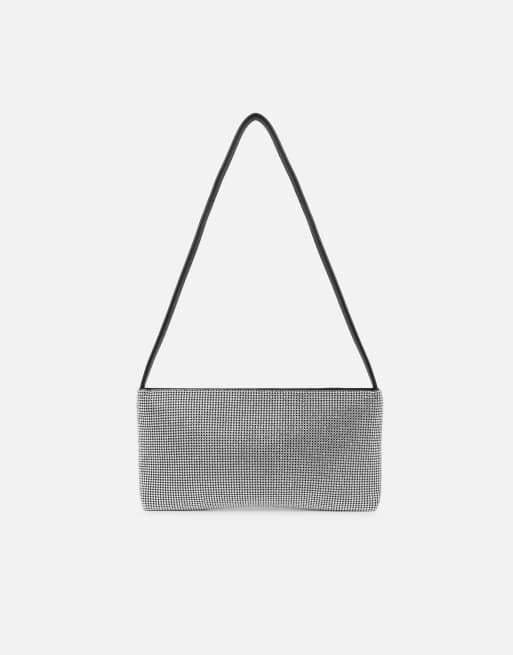Simmi London Aura shoulder clutch bag in silver diamante, 2 of 6