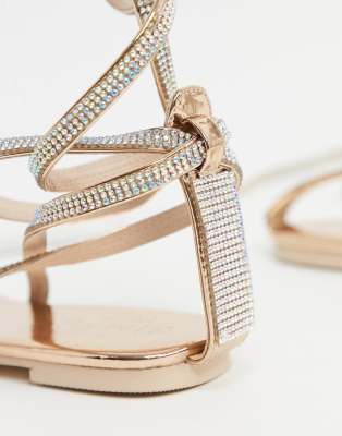 rose gold flat sandals for wedding