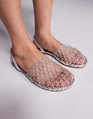 Simmi London - Avianna - Schuhe aus Netzstoff in Silberoptik