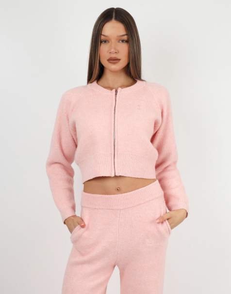 Simmi London Ayla knited bomber in baby pink - view 1