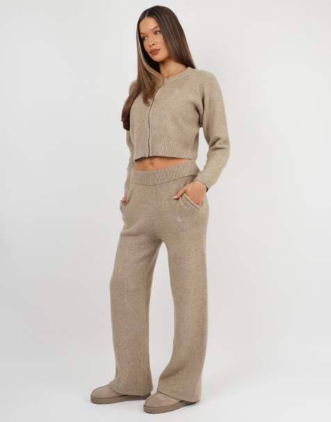 Simmi London Ayla knited bomber in light brown - view 1