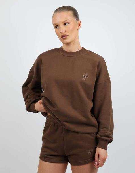 Simmi London Back embroidered detail oversized sweatshirt in brown - view 1