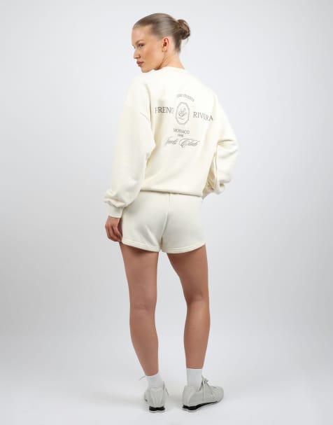 Simmi London Back embroidered detail oversized sweatshirt in cream