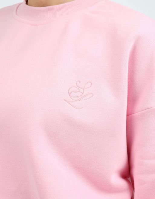 Simmi London Back embroidered detail oversized sweatshirt in pink, 4 of 4