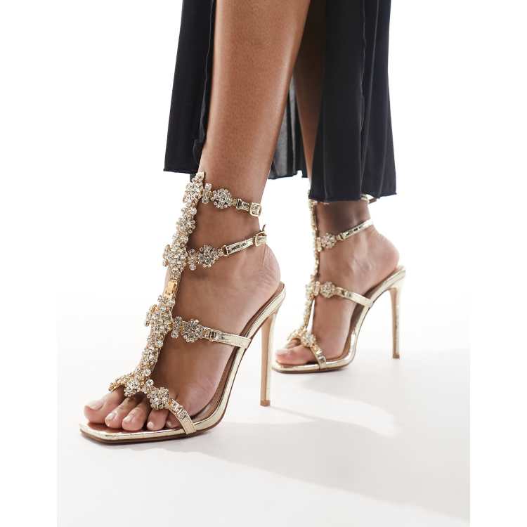 Simmi London Beau heeled gladiator sandal with embellished buckles