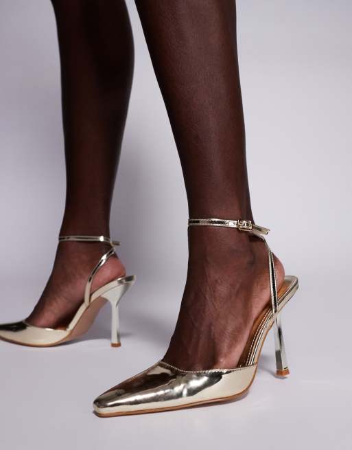 Simmi London - Bebbo - Pumps met open achterkant in goud, 4 van 4