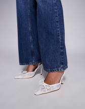 ASOS DESIGN Paphos pointed high heeled pumps in ivory satin