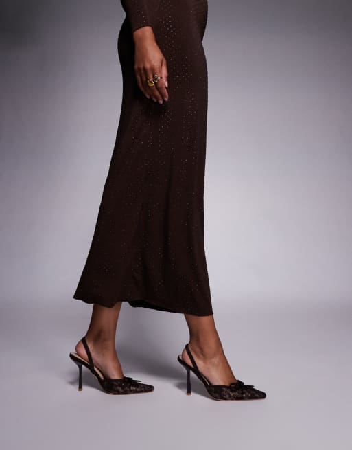 Simmi London - Bebee - Schoenen van kant met hak in bruin, 3 van 4
