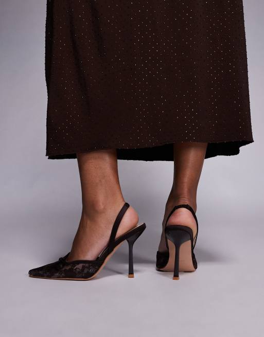 Simmi London - Bebee - Schoenen van kant met hak in bruin, 4 van 4