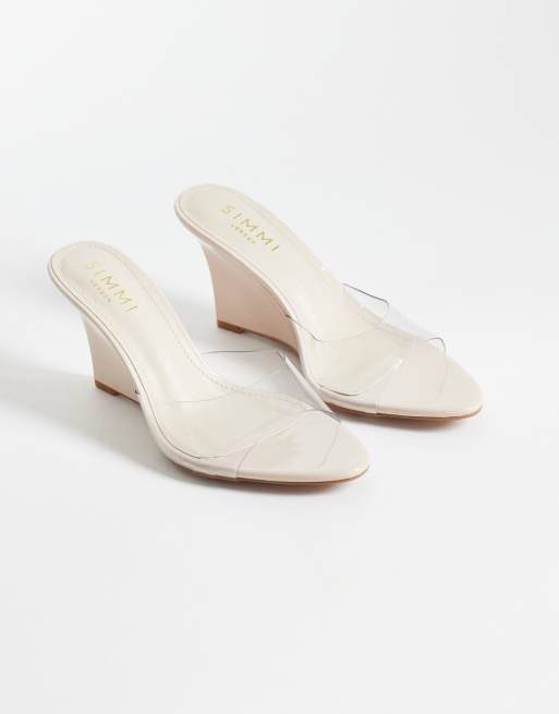 SIMMI London - Belize - Beige sandaler i lak med kilehæl, 2 af 4