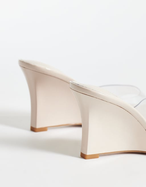 SIMMI London - Belize - Beige sandaler i lak med kilehæl, 3 af 4