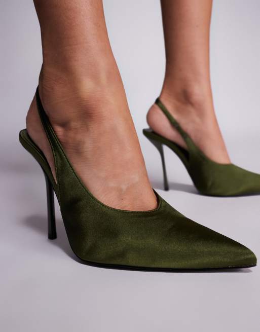 SIMMI London - Bexley - Escarpins satinés larges à talon - Olive, 4 de 4