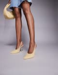 [SIMMI Shoes] Simmi London Bexley heeled court shoes in yellow faux pony 37 Butter yellow
