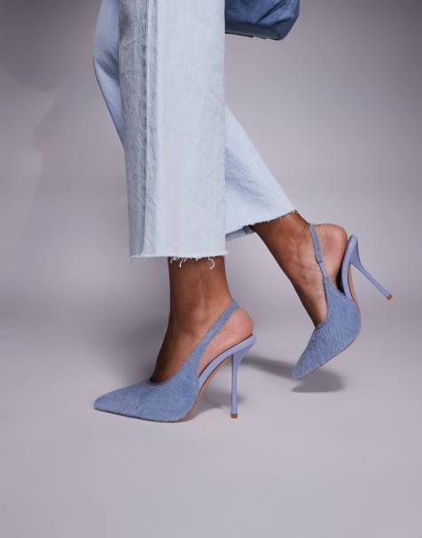 Simmi London Bexley heeled pumps in blue faux pony - view 1