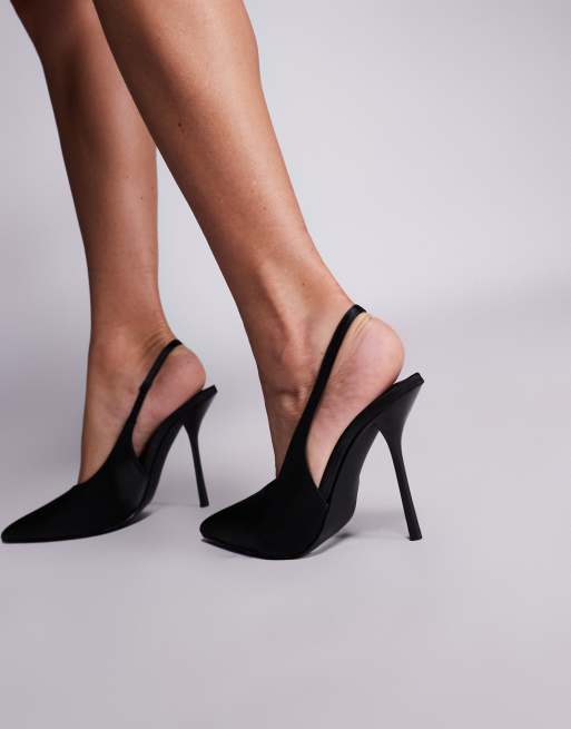 Simmi London – Bexley – Pumps aus schwarzem Satin mit Absatz, 3 von 4