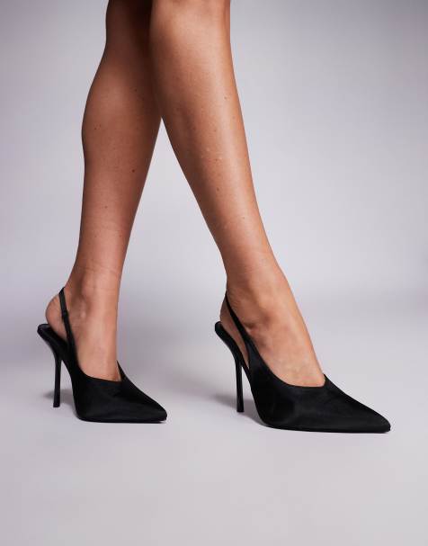 SIMMI London - Bexley - Sorte højhælede pumps i satin - view 1