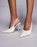 [Simmi Wide Fit] Simmi London Bexley Wide Fit heeled court shoes in white 41 White patent pu