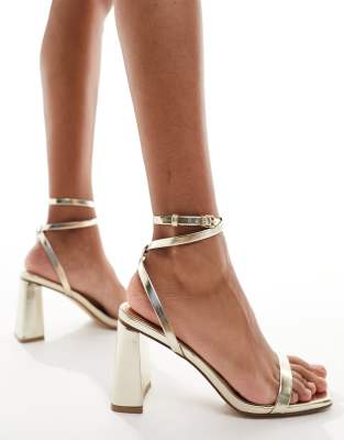 Simmi London Bia strappy block heeled sandal in gold - ASOS Price Checker