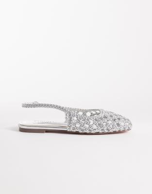Simmi Shoes Simmi London Biao Slingback Woven Ballet Flats In Metallic