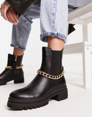 Simmi London blakely chain detail ankle boots in black